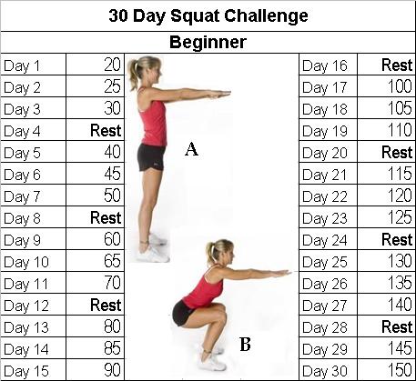 squat challenge before and after women